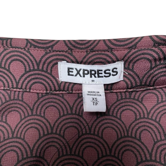 Express Brown Black Geometric Sleeveless Button Front Blouse XS - Picture 10 of 11